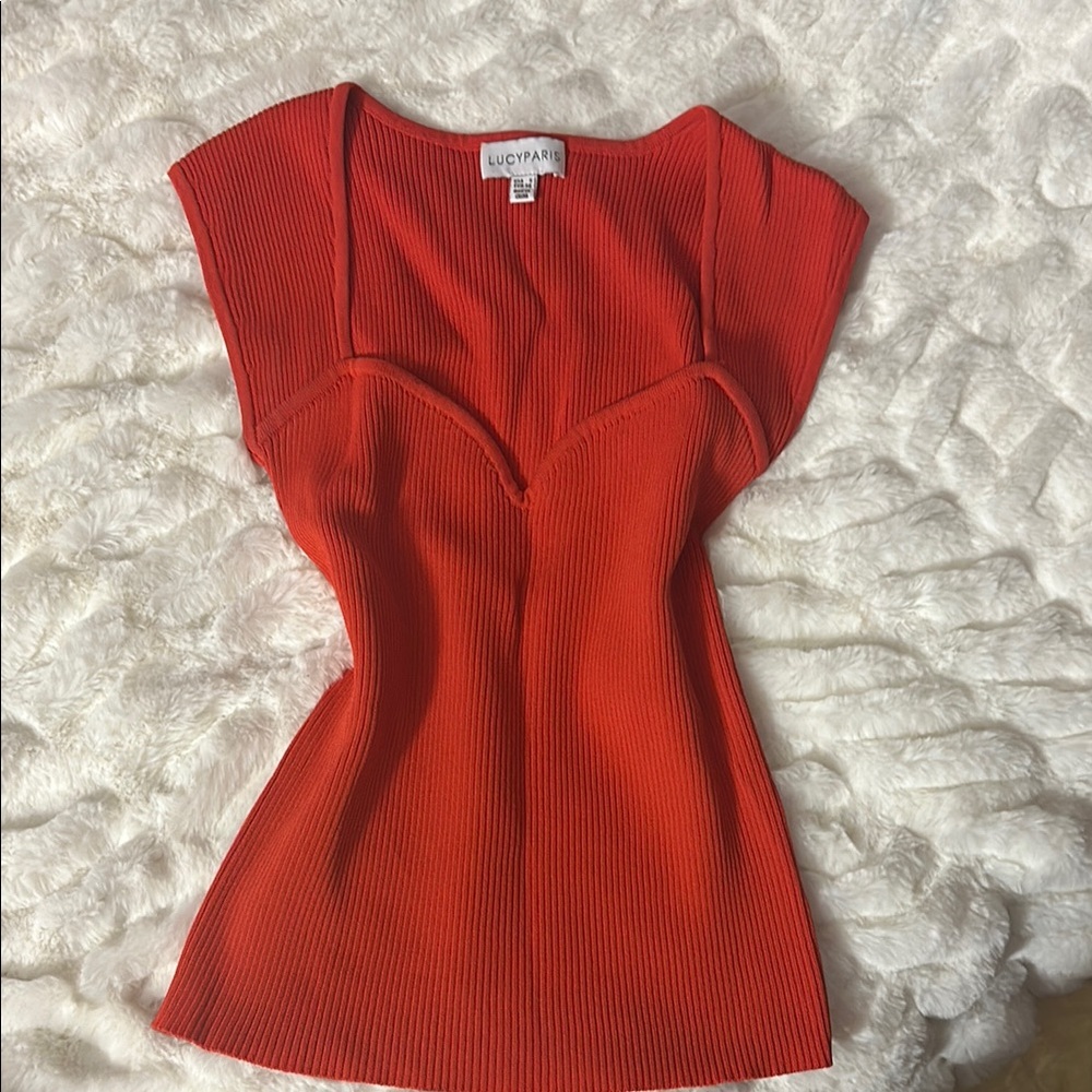 Lucy Paris Red Fitted Bustier Blouse